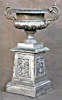 Large Cast Aluminum Urn on Pedestal